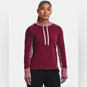 Under Armour Women’s ColdGear Hoodie Burgundy Small Contrast Panels